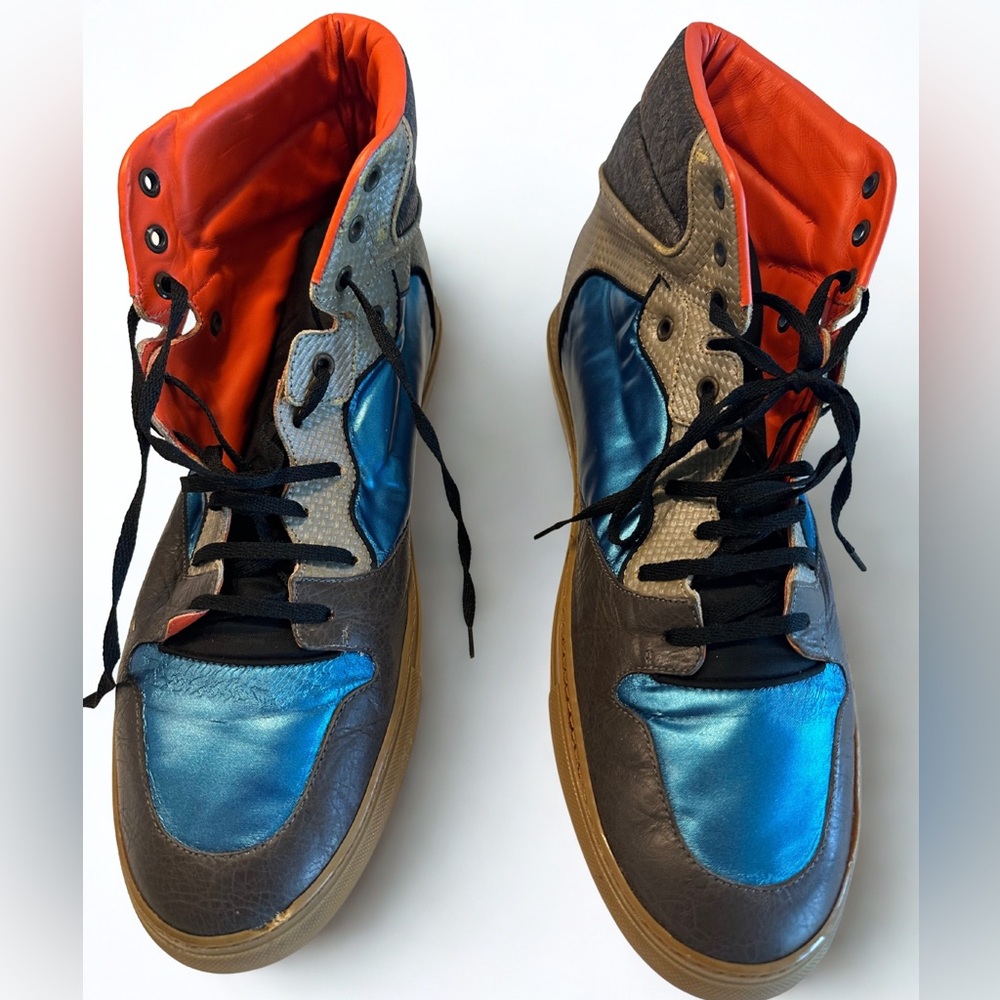 Balenciaga Blue and Brown High-Top Sneakers